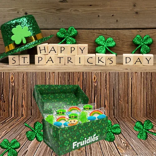 Miniatura 4 de Fruidles Paquete de 12 paletas con diseño de duende y arco iris del día de San Patricio, caja de recuerdos de fiesta, envueltas individualmente