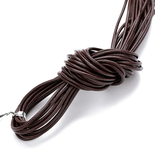 Miniatura 17 de Cuerda redonda de cuero real de 21 yardas, cuerda trenzada de cuero genuino para hacer joyas, collares, pulseras, cordones de zapatos, correas