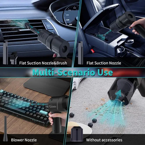 Miniatura 4 de Mini aspiradora de mano para automóvil, aspiradora portátil inalámbrica de 10000 PA con batería de 2000 mAh, aspiradora 2 en 1 y plumero de aire
