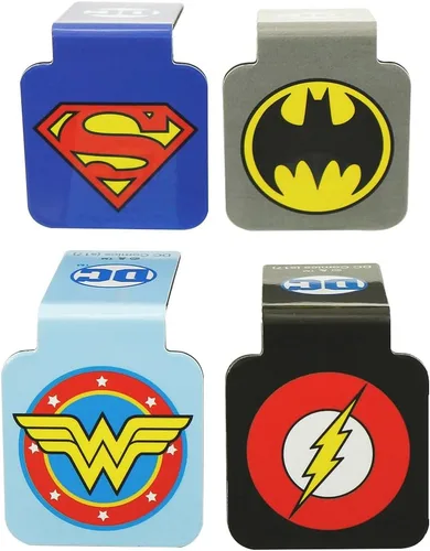 Ata-Boy Marcapáginas de la Liga de la Justicia, marcadores magnéticos con logotipo (4 juegos) DC Comics Regalos y mercancía