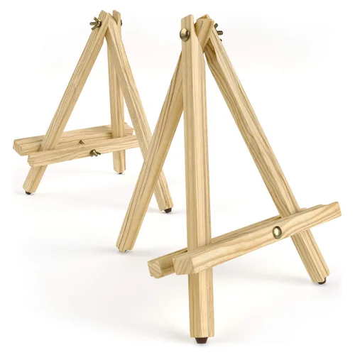Miniatura 2 de ARTEZA Caballete de trípode, paquete de 6, 12 pulgadas, acabado de madera de pino natural para lienzos pequeños a medianos con patas antideslizantes
