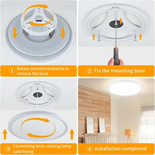 Miniatura 9 de Lámpara de techo de montaje empotrado de 12 pulgadas con control remoto y luces nocturnas, lámpara de techo LED regulable de 2700 K-6500 K, moderna