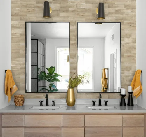 Miniatura 7 de COLAMO Pelar y Pegar Azulejos para Salpicaduras, Paneles de Shiplap Falsos de Atenas Gris Oscuro Gruesos de 1 Pieza, Paneles de Madera Autoadhesivos