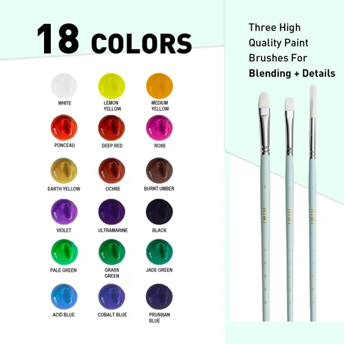 Miniatura 2 de Juego de pinturas HIMI Gouache, 18 colores, 30g, juego de pintura gouache en gel, pintura no tóxica para lienzo y papel, suministros de arte