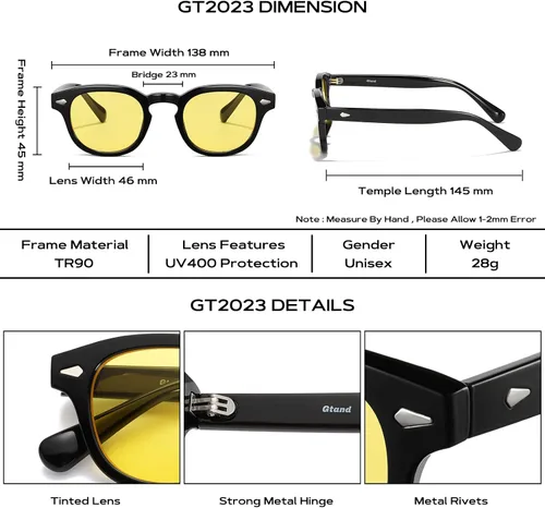 Miniatura 5 de Gtand Gafas de sol unisex estilo redondo retro para hombres y mujeres gafas de sol circulares a la moda 1811in