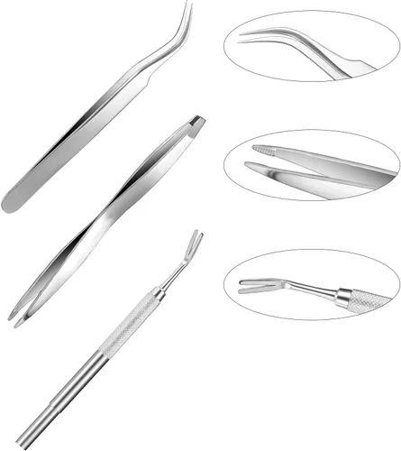 Miniatura 5 de Boao Kit de herramientas de eliminación de garrapatas de 7 piezas, incluye 3 removedores de plástico, 3 pinzas de acero inoxidable con peine