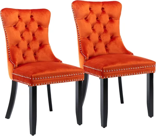 Miniatura 96 de Silla de comedor copetuda moderna de terciopelo para comedor, sillas de comedor tapizadas con remache de clavo, anillo trasero para cocina, comedor