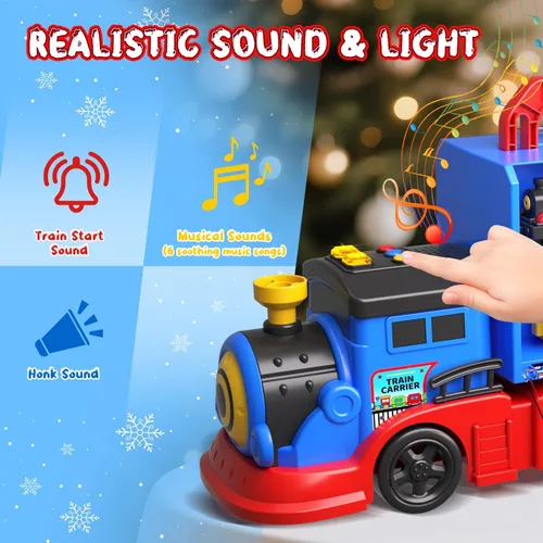 Miniatura 3 de AuroTops Juguetes para niños de 3, 4, 5, 6 años para niños, niña, niño, juguetes 2 en 1, camiones de juguete para niños pequeños, juego de tren