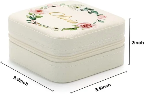Miniatura 24 de Joyero de regalo para dama de honor, pequeño estuche de viaje personalizado de piel sintética portátil, cajas de propuestas de dama de honor, mini