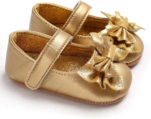 Miniatura 2 de BABITINA Zapatos para bebé niña Mary Jane planos con lazo antideslizante para primer camino zapatos de vestir para bebés