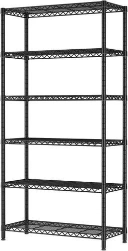 Miniatura 16 de SINGAYE 5 estantes de almacenamiento de alambre para garaje, estantes resistentes de 1750 libras, estantería de metal, organizadores de baño y Negro
