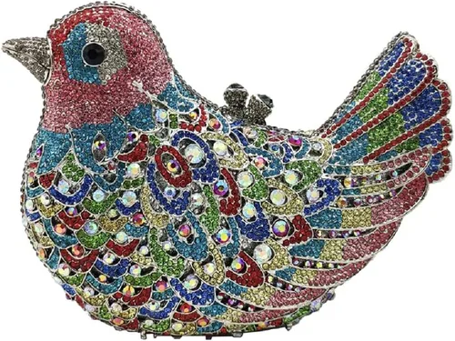Boutique De FGG Monederos de mano de cristal para mujer, elegante bolso de noche con diamantes de imitación, paloma de graduación, bolso de mano
