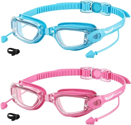 Miniatura 12 de Paquete de 2 gafas de natación sin fugas, antivaho y UV, gafas de natación para adultos, hombres y mujeres, lentes de policarbonato con espejo HD