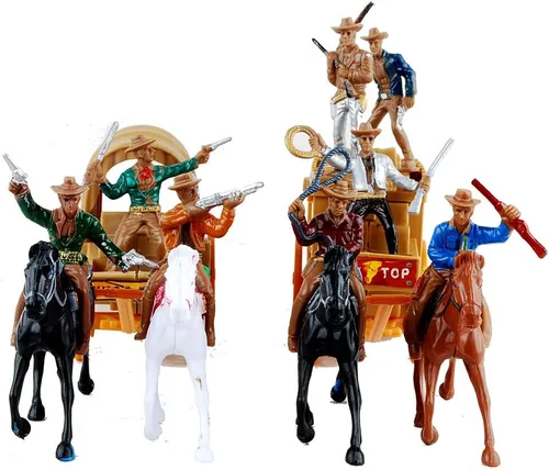 Miniatura 3 de NWFashion 55 unids/set West Cowboys American Indians Figura de plástico Playset Accesorios