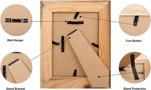 Miniatura 3 de Portarretratos rústico de madera de granero de 5 x 7 pulgadas, juego de 2 unidades, madera natural recuperada, cristal real, diseño de granja