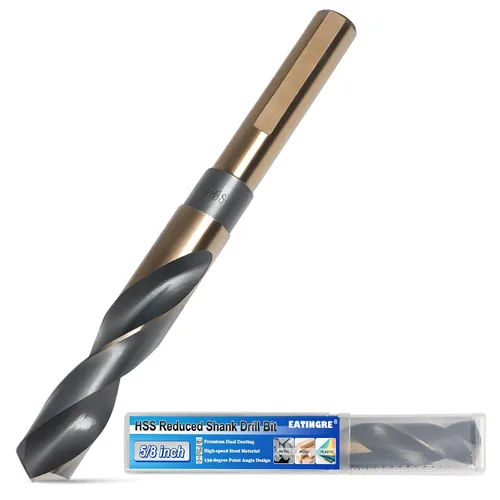 Miniatura 12 de Broca de 11/16 pulgadas, broca de acero de alta velocidad con vástago de 1/2 pulgada, brocas HSS 4241 negro y dorado para acero suave, metal
