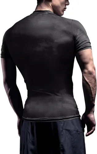 Miniatura 3 de Camisa de compresión para hombre, manga corta, camiseta casual y deportiva, camiseta atlética para fitness