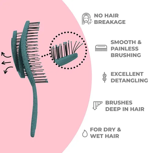 Miniatura 2 de Ninabella Cepillo desenredante para cabello para mujeres y hombres, no tira, cepillos alisadores para cabello liso y rizado, cepillo de pelo espiral