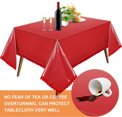 Miniatura 6 de Boao Mantel de plástico rectangular de plástico transparente de 51 x 71 pulgadas, impermeable, a prueba de aceite, a prueba de derrames, protector