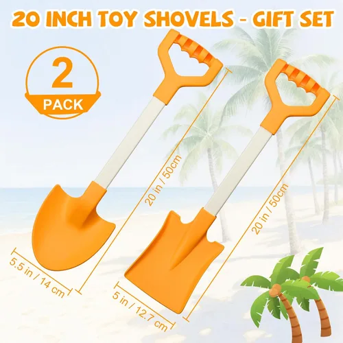Miniatura 2 de Palas de playa de arena largas de 20 pulgadas para niños, palas de plástico resistente de verano, cucharas para arena, palas, juguete para caja