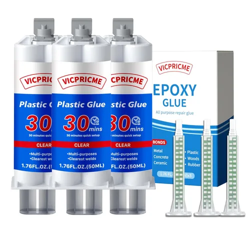 vicpricme Pegamento de plástico, pegamento epoxi transparente de 1.76 onzas, pegamento de reparación multiusos, puede unir metal, madera, vidrio,