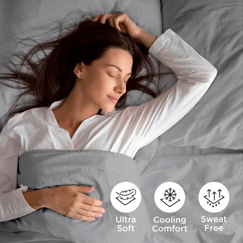 Miniatura 105 de ROYALE LINENS Juego de sábanas Cal King de 4 piezas, ropa de cama de microfibra suave cepillada de 1800 hilos, 1 sábana bajera, 1 sábana encimera, 2