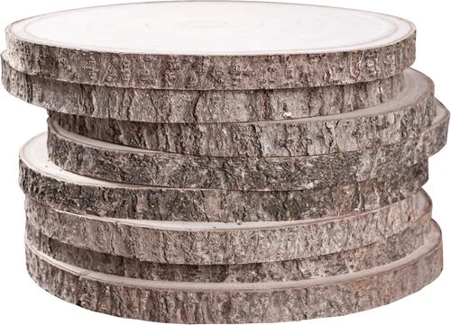 Sancodee 8 piezas grandes de madera sin terminar, losas de madera de 10 a 11 pulgadas para centros de mesa, círculo de madera natural, centros de
