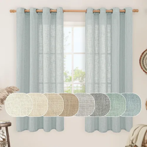 Miniatura 215 de LAMIT Cortinas de lino sintético para dormitorio, paneles filtrantes de luz, cortinas de lino con protección de privacidad con ojales para ventanas