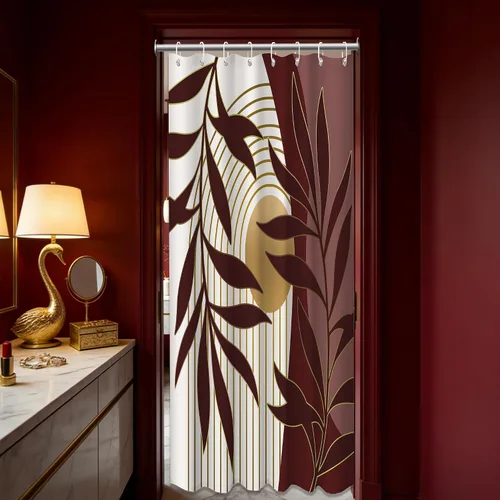 Miniatura 28 de Cortina de ducha bohemia en negro y gris, cortinas de ducha modernas de mediados de siglo negro y gris para baño, juego de tela impermeable
