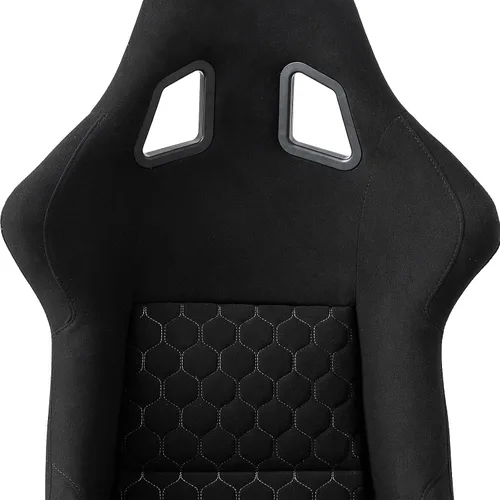 Miniatura 8 de Tamaño L Pieza De Asiento De Carreras Con Respaldo De Fibra De Vidrio Fuerte Universal Para Coches Tela Negra Costura De Diamante Blanca Con