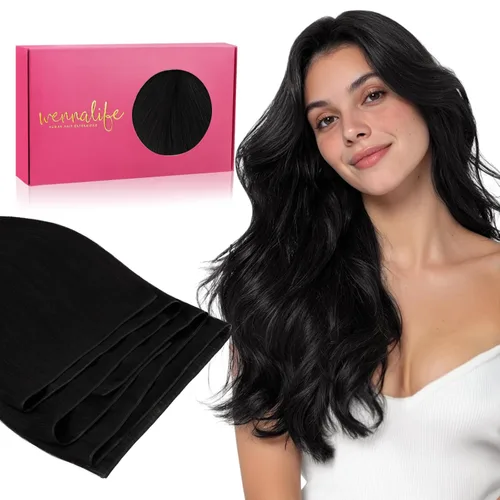 Miniatura 52 de WENNALIFE Extensiones de cabello humano real, 20 pulgadas, 3.53 onzas, color marrón chocolate, trama, cabello Remy atado a mano, extensiones