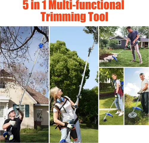 Miniatura 6 de 5 in 1 Gas Hedge Trimmer Weed Eater, 41.5cc 2-Stroke Multi-Function String Trimmer Brush Cutter Pole Saw, Gas Powered Lawn Tool for Grass Trimming