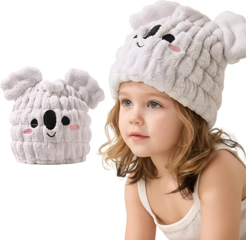 Miniatura 11 de Toalla de microfibra para el pelo para niños, gorro seco de elefante azul, absorbe agua, absorbente y rápido, toalla de secado rápido para niñas