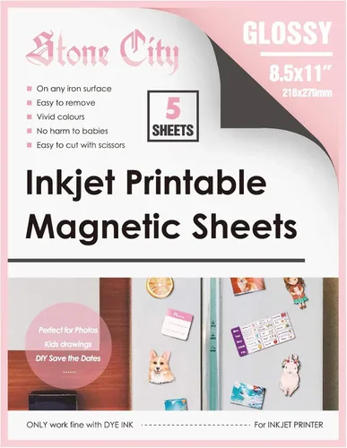 STONE CITY Hojas magnéticas imprimibles para hacer imanes de foto para refrigerador, papel brillante para imprimir, espesor de 12 mil, para