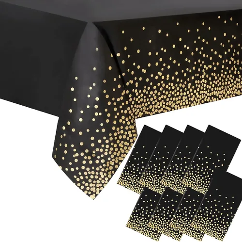 Miniatura 17 de 2 Empaques Mantel de Plástico Negro, 54 pulgadas x 108 pulgadas Cubierta de Mesa Rectangular Desechable para Fiestas, Adecuado para Cumpleaños