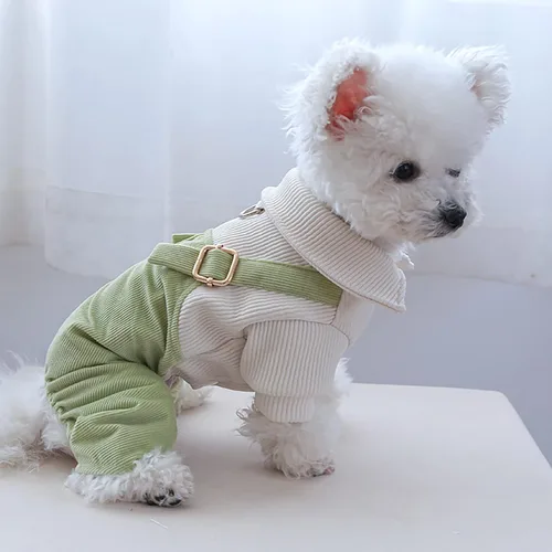 Ropa de invierno para perros, camisas a cuadros para mascotas, elegante mono con babero para perros pequeños, lindos dibujos animados, monos para