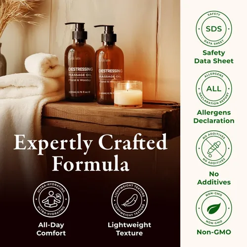 Miniatura 8 de Gya Labs - Aceite de masaje para aliviar el estrés y dormir, aceite corporal con infusión de lavanda y argán orgánico para piel seca, 100 % puro