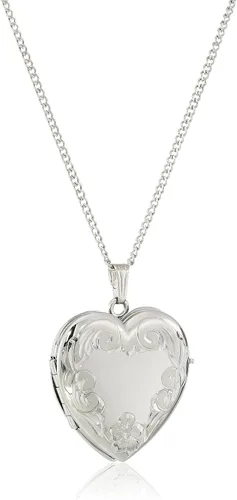 Amazon Essentials Medallón de corazón grabado de cuatro imágenes, 20 pulgadas, (anteriormente Amazon Collection)