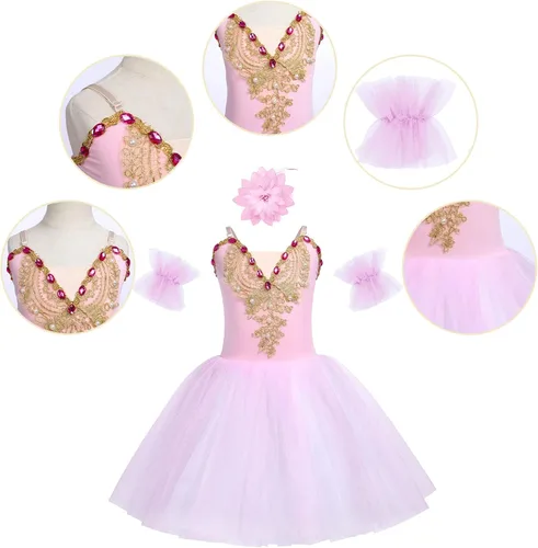 Miniatura 3 de AFAVOM Toddler Ballet Leotard for Girls Camisole Skirt Leotard Swan Lake Ballet Dance Dress with Accessories for Performance