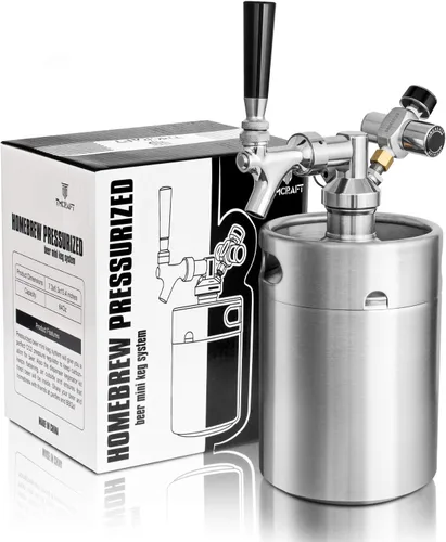 TMCRAFT Mini Growler de barril presurizado de 64 onzas, sistema portátil de barril de acero inoxidable con regulador de CO2 actualizado que se