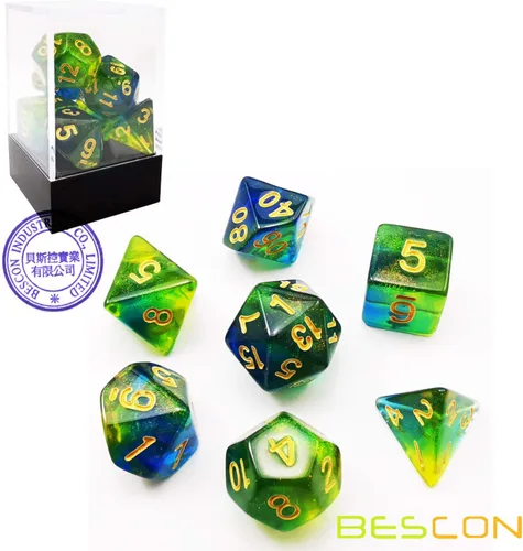 Miniatura 5 de Bescon - Juego de 7 dados poliédricos de piedra lunar