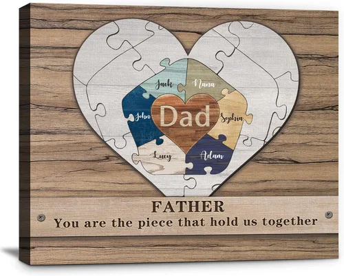 Miniatura 18 de Eternalart Regalos únicos para papá, abuelo, esposo de hija, hijo, esposa, impresiones en lienzo personalizadas con nombres de niños para padre