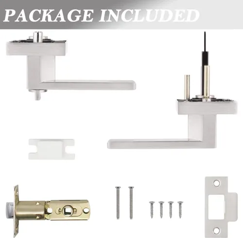 Miniatura 7 de Probrico Paquete de 20 manijas de puerta de níquel cepillado para puertas interiores de baño, herrajes para puerta de baño, pomo de puerta de níquel