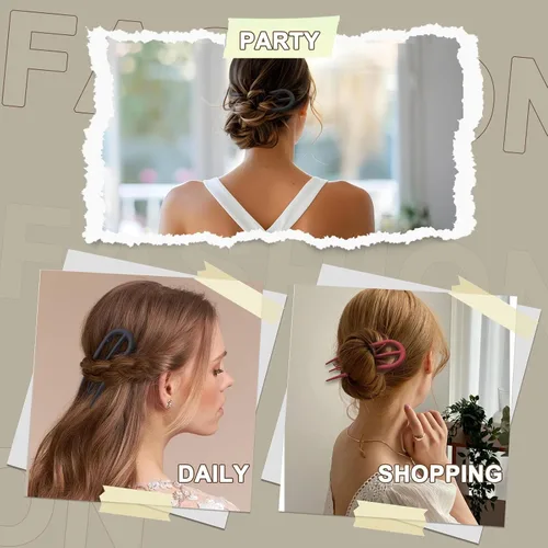 Miniatura 4 de YONOY 6 horquillas francesas para mujer, en forma de U, pinzas planas para el cabello, grandes horquillas de peinado para cabello fino y grueso, 3