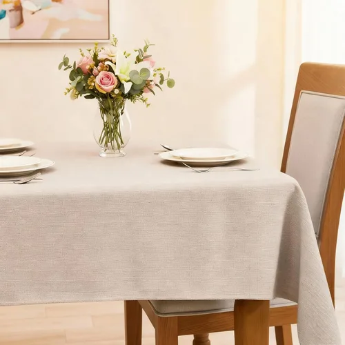Miniatura 23 de Mantel rectangular de 55 x 95 pulgadas, impermeable, resistente a las manchas y a las arrugas, lavable, mantel de lino sintético resistente, mantel