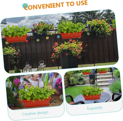 Miniatura 7 de Maceta rectangular de plástico para plantas de interior, jardinería, macetas de metal, macetas de cactus con bandeja, cuenco para suculentas
