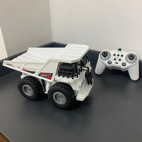 Miniatura 5 de Camión volquete con control remoto, 2.4Ghz 11 canales RC vehículo de construcción de juguete con luces de música, camión de basura de transporte