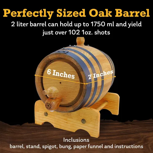 Miniatura 3 de Red Head Barrels - Barriles de Roble Premium Grado Destilería de 2 L para Envejecer Whisky, Ron y Más, Ideal para Barril de Whisky o Barril de Vino