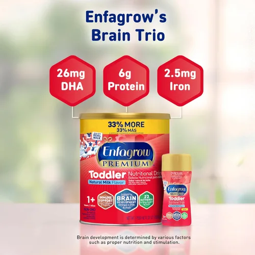 Miniatura 3 de Enfagrow Bebida nutricional de leche prémium para niños pequeños, Enfagrow Toddler Drink, prueba nuestro trío de apoyo cerebral, lata de vainilla