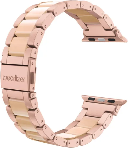 Miniatura 20 de Wearlizer - Correa compatible con Apple Watch de 38/40/41/42 mm; pulseras de moda para mujer, acero inoxidable + resina metálica de repuesto